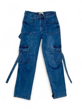 LoveGen Y2K Cargo Jeans Wide Leg Utility Denim Pants Size 7/29